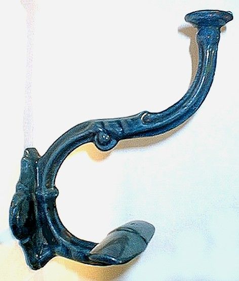 HUGE HOOK IRON ENAMELWARE ART NOUVEAU FRENCH 1.7lbs  