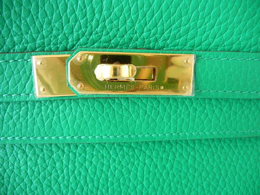 HERMES KELLY 35 Supple Bag MENTHE MINT gold hdwre NEW colour  