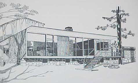 MID CENTURY MODERN ARCHITECTURAL RENDERING ARCHITECTURE DESIGN  