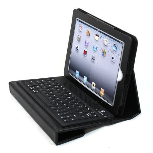 iPad 2 Foldable Leather Case Built in Bluetooth Keyboard + Battery