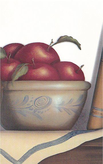 APPLES Cooper TEAPOT Wood Shelf Tin Plate WALL Border  