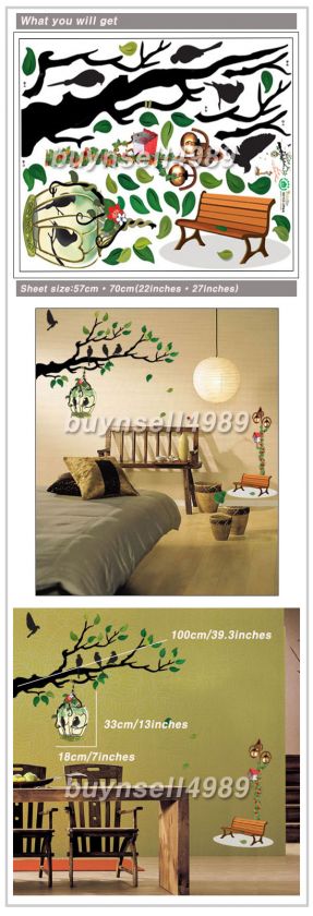 LIVING ROOM TREE CAGE WALL DECOR DECALS STICKERS ECO014  