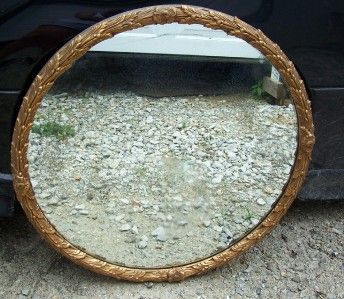 Antique Victorian Ornate Round Gold Gilded Mirror 1944  