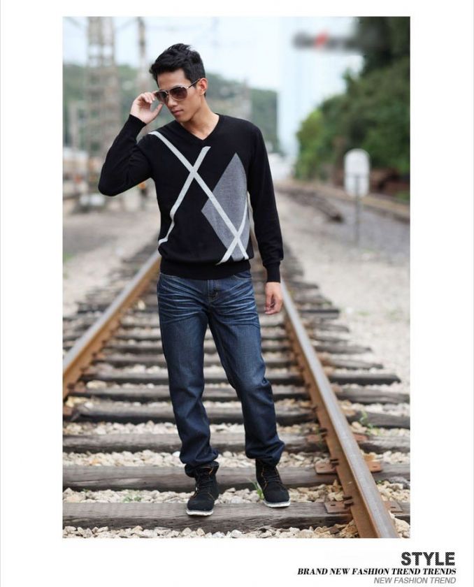 New Elegant Twii Sweater Autumn Winter Grid Cotton Mens  