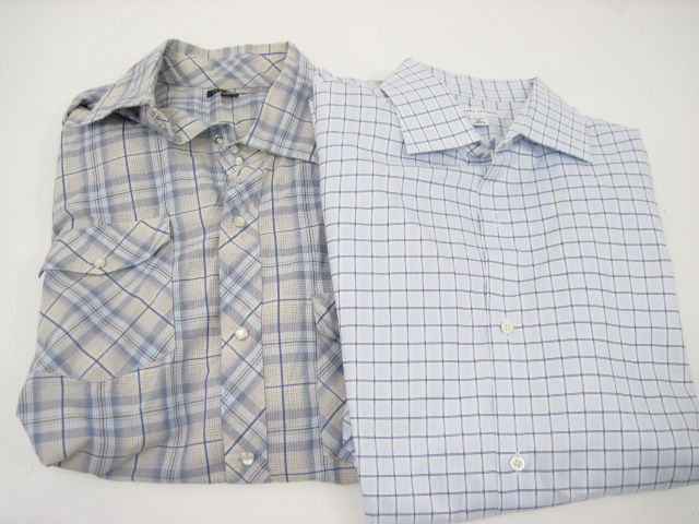 LOT 2 BANANA REPUBLIC Mens Snap Button Down Shirts SzXL  