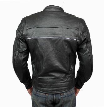 Mens Superior Black Leather Motorcycle Biker Jacket  