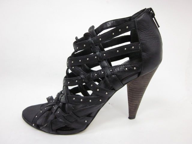 NINE WEST Black Studded Open Toe Cage Heels Pumps 7.5  