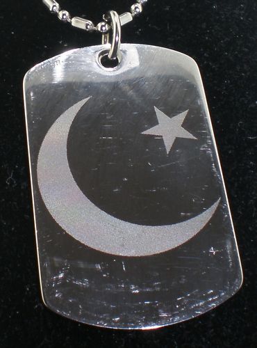 Crescent Moon Muslim Pakistan Flag Tag Pendant Necklace  