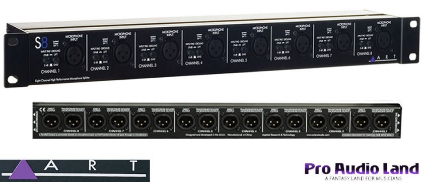 ART S8 Rack Mount Mic Splitter 8 Isolated Channels ISO  