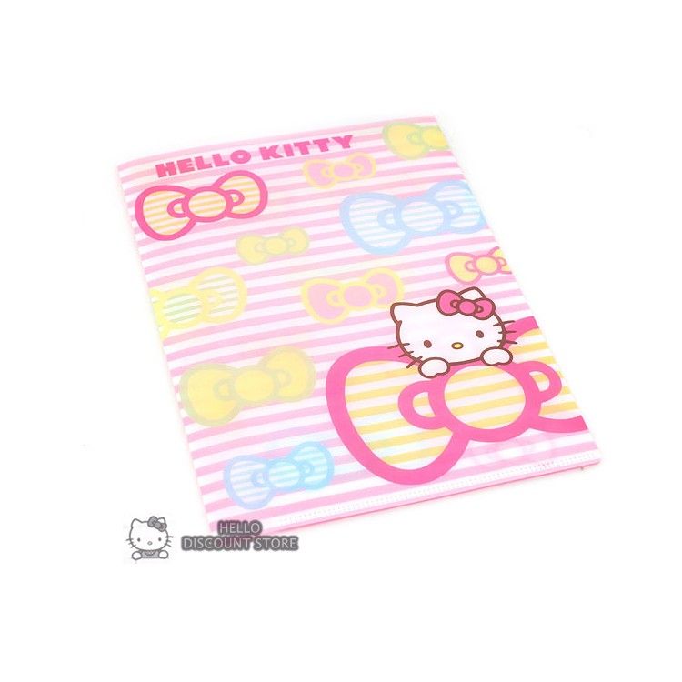 Hello Kitty File 2 Pocket Folder  Stripe With Ribbon  