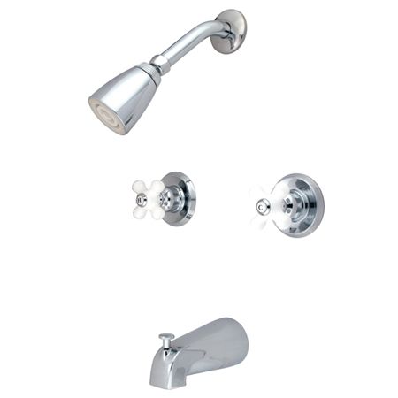 Chrome Magellan porcelain cross handle tub and shower combination 