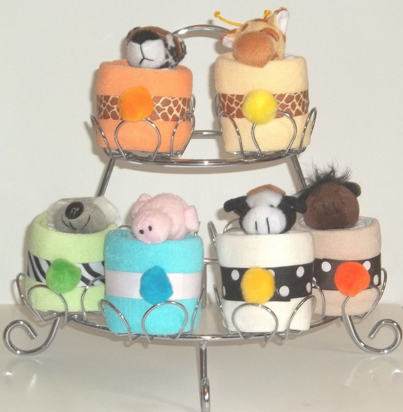 ANIMALS DIAPER CUPCAKE DIAPER CAKES GIFTS BY JAYDE  