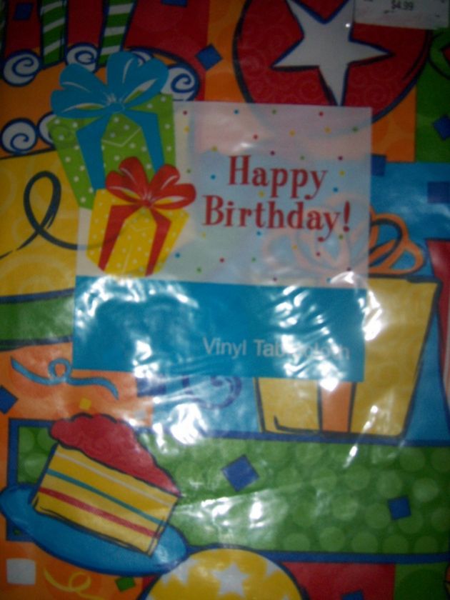 HAPPY BIRTHDAY Tablecloth VINYL Varies Size NIP  