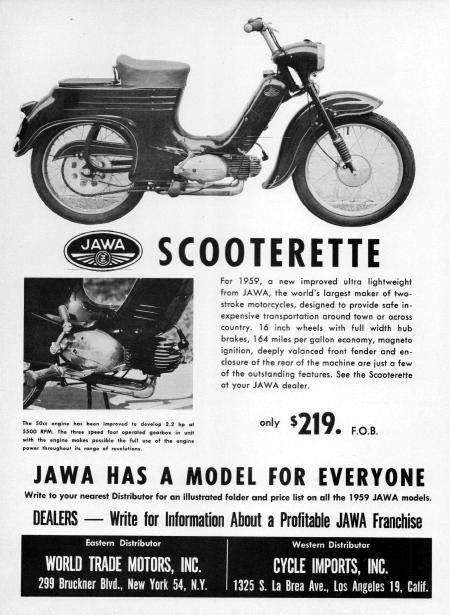 1959 Jawa Scooterette Motor Scooter Original Ad  