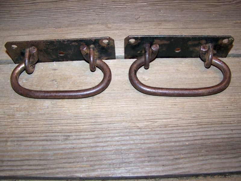 Tool Box drop Handle Pull old antique rustic trunk Industrial steel 