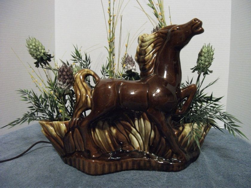 HORSE TV LAMP PLANTER VINTAGE ARRANGEMENT NEW PHIL MAR? BEAUCEWARE 