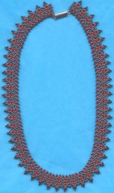 Black Grey Red Ukrainian Beaded Choker Handmade Gerdany  