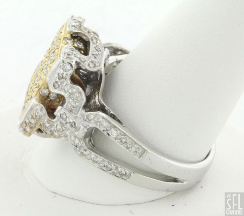 18K 2 TONE GOLD UNIQUE ELEGANT 1.05CT VS DIAMOND CLUSTER COCKTAIL RING 