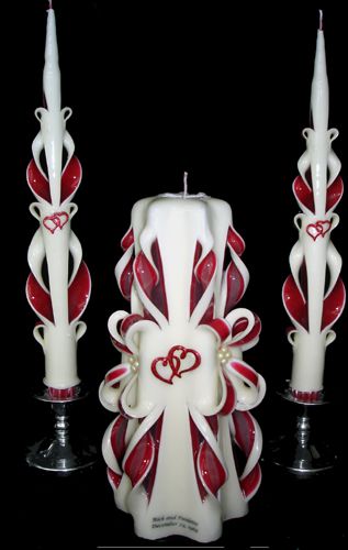 RUBY HEARTS 40th. Wedding Anniversary Candle Names/Date  