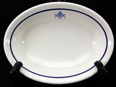 c1933 Masonic Walker Restaurant China Oval Veg. Bowl  