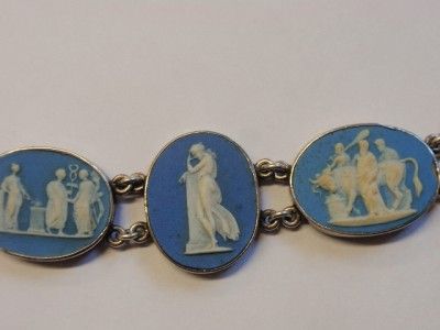 ANTIQUE VICTORIAN WEDGWOOD CAMEO SILVER BRACELET,DOUBLE SIDED 1870 