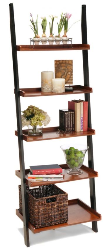  country leaning ladder bookcase wall book shelf new beautiful wooden 